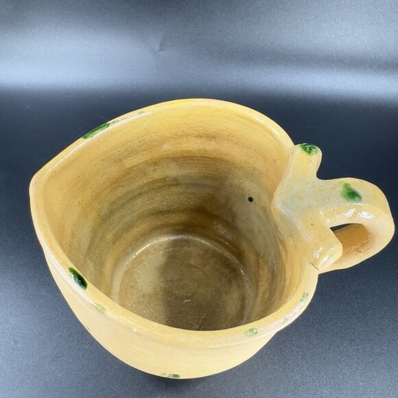 Vintage Stoneware Hand Made Pottery Pitcher Creamer Heart Shaped Green Spots VTG - Picture 5 of 15